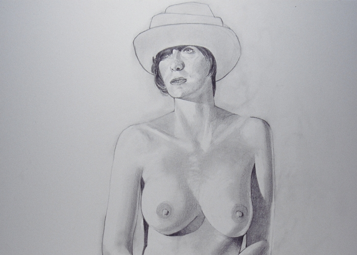 Cowgirl Standing, fine art sketch